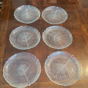 9.25" Arcoroc Aspen Leaf Luncheon Plates Dishes Made in France